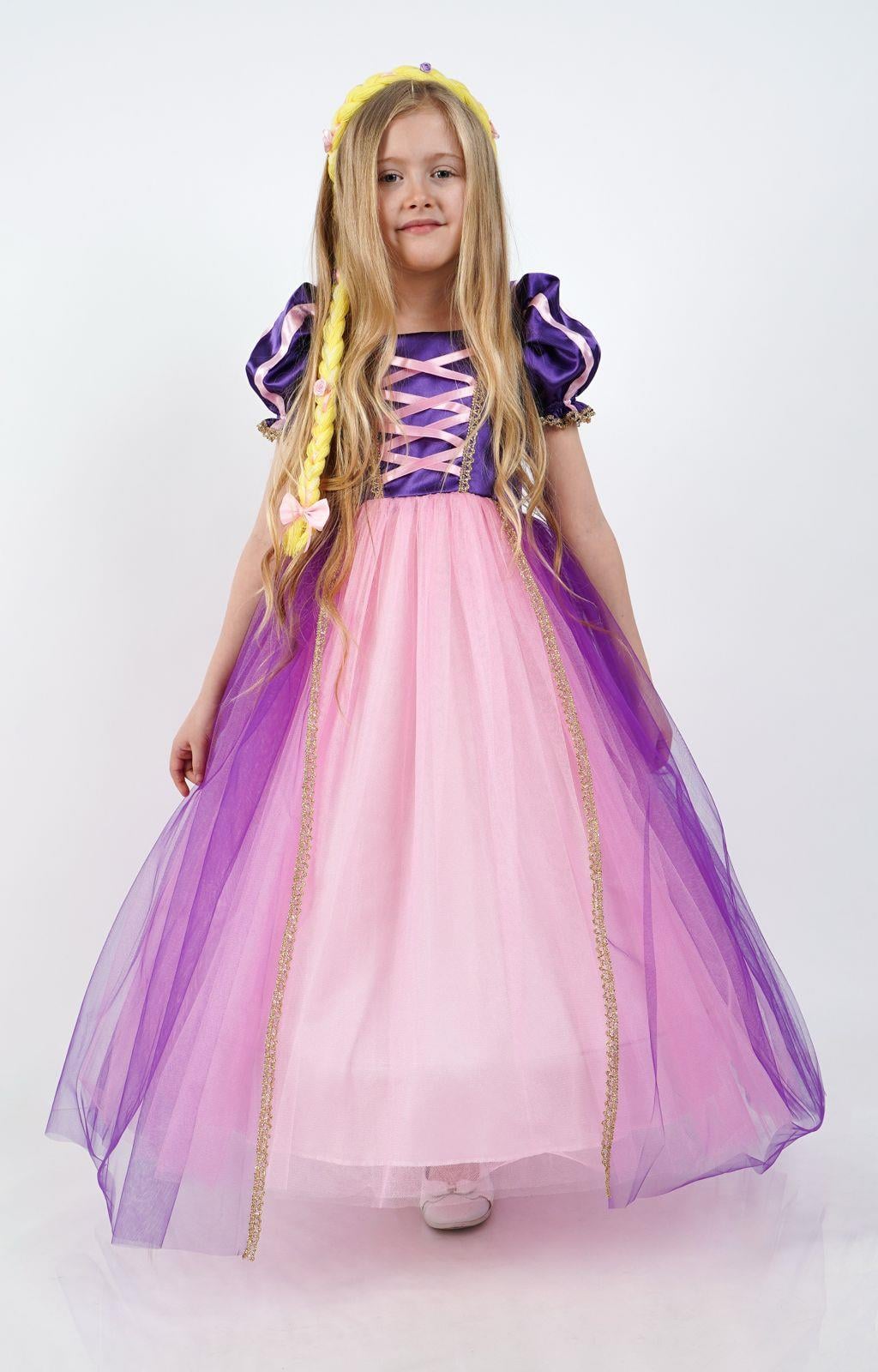 Rapunzel Prenses Kız Çocuk Parti Kostümü Doğum Günü Elbisesi