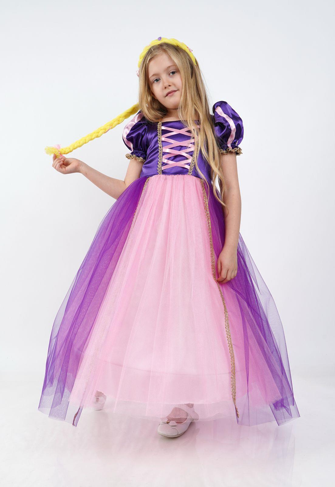 Rapunzel Prenses Kız Çocuk Parti Kostümü Doğum Günü Elbisesi