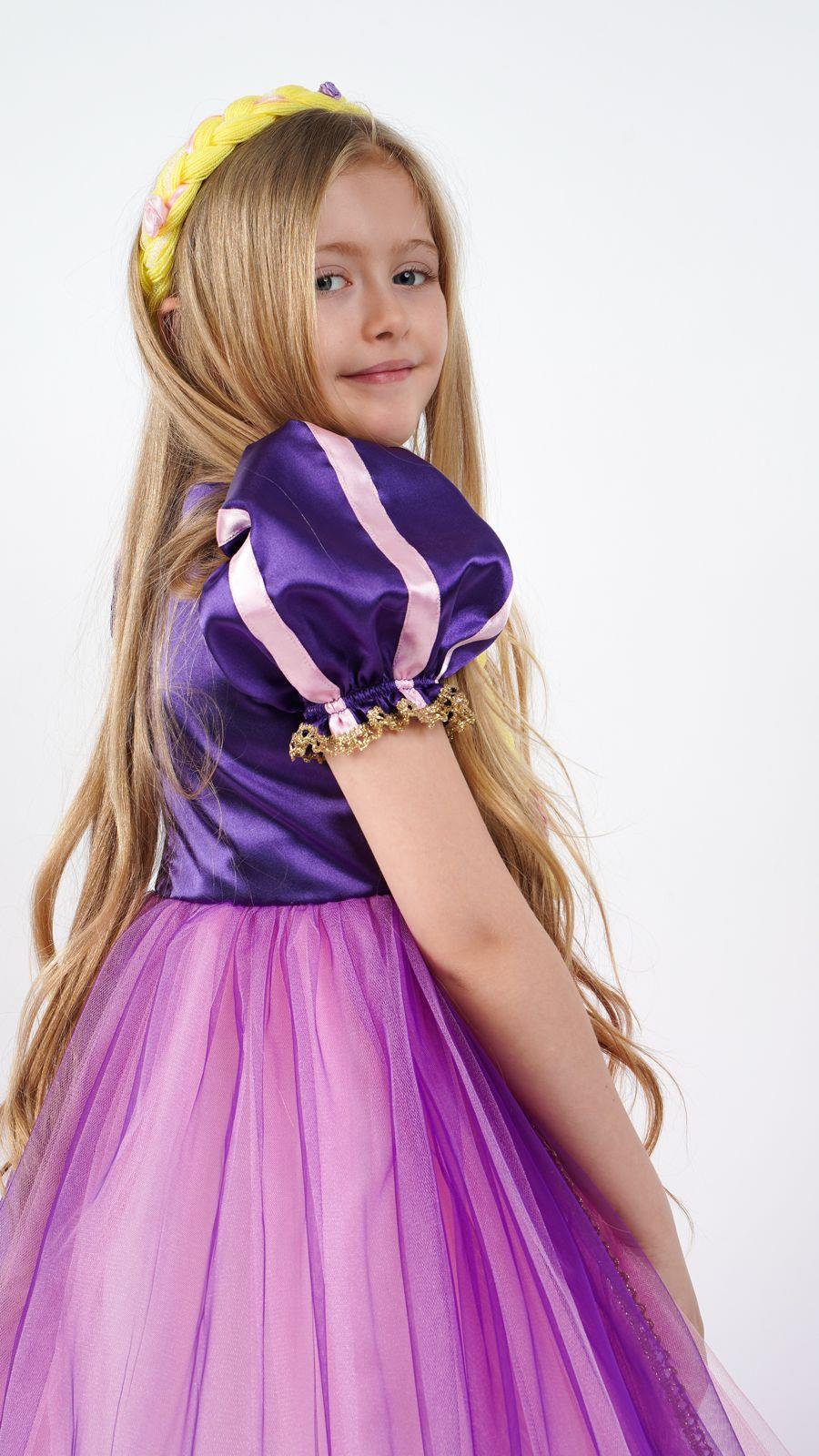 Rapunzel Prenses Kız Çocuk Parti Kostümü Doğum Günü Elbisesi