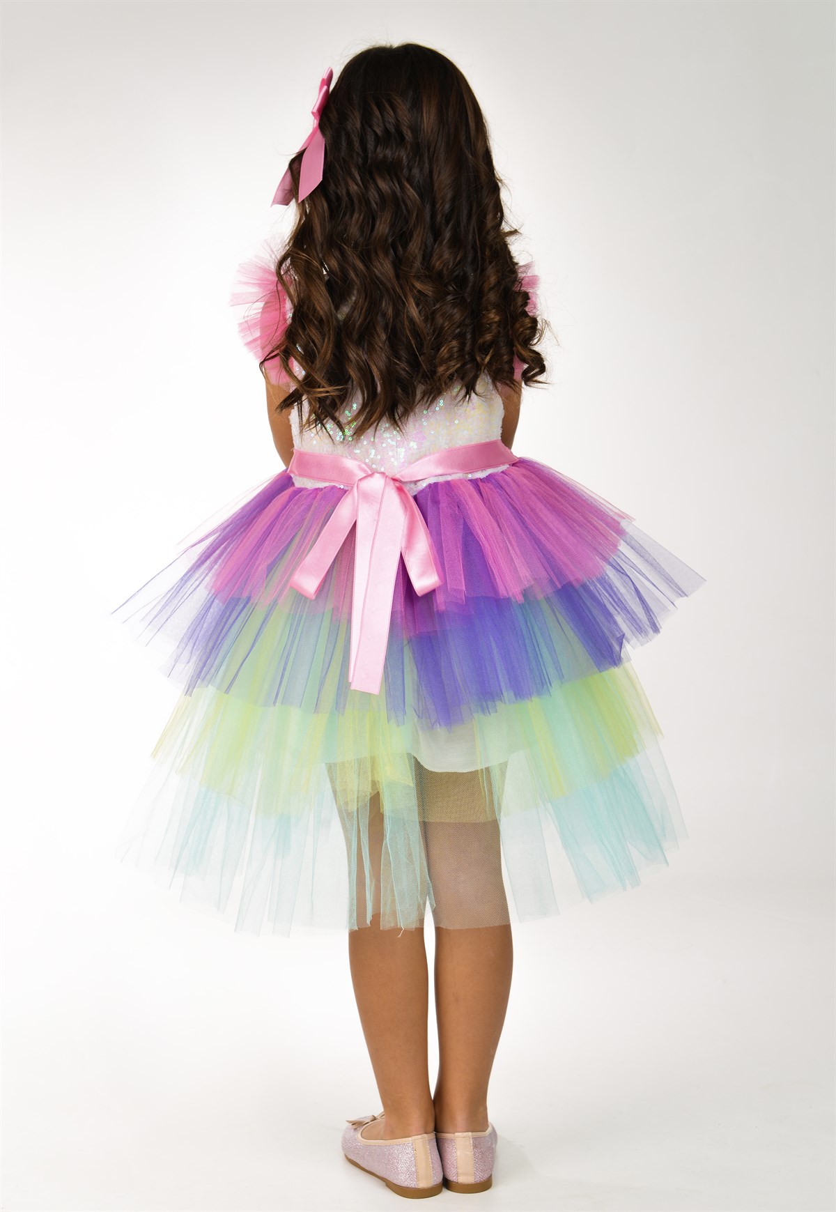 Unicorn Pul Payet Tütü Etekli Kız Çocuk Parti Elbisesi