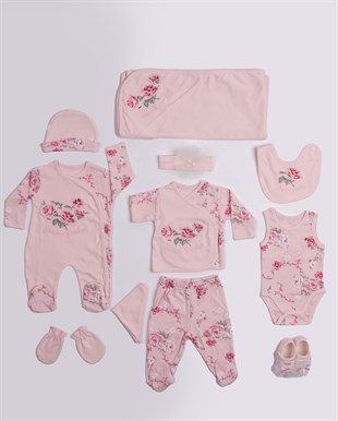 Çiçek Desenli 11 Parça Kız Bebek Hastane Çıkışı