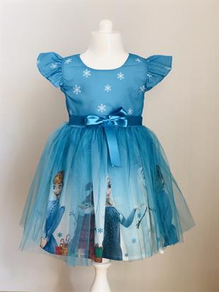 Karakter Baskılı Kız Çocuk Parti Elbisesi