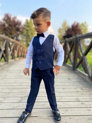 Lacivert Beş Parça Erkek Çocuk Takım Elbise