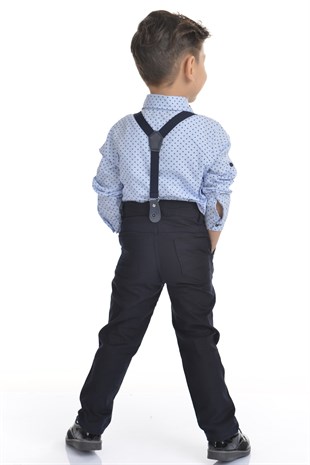 Lacivert Papyonlu Pantolon Askılı Erkek Çocuk Takımı