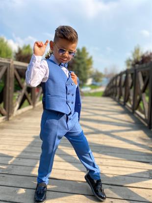 Mavi Beş Parça Erkek Çocuk Takım Elbise