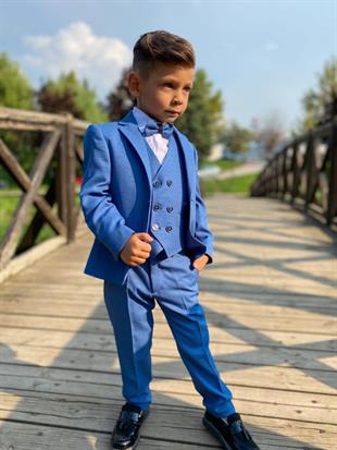 Mavi Beş Parça Erkek Çocuk Takım Elbise