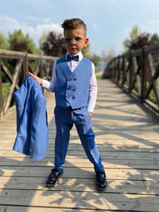 Mavi Beş Parça Erkek Çocuk Takım Elbise