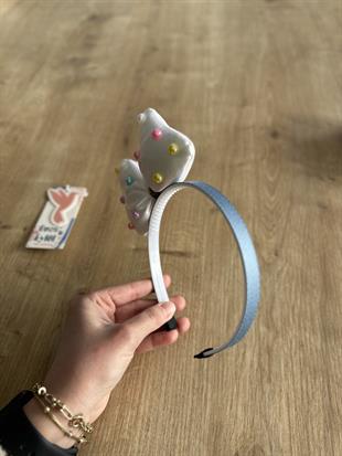 Mavi Boncuklu Fiyonklu Kız Çocuk Tacı