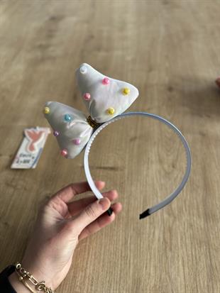 Mavi Boncuklu Fiyonklu Kız Çocuk Tacı