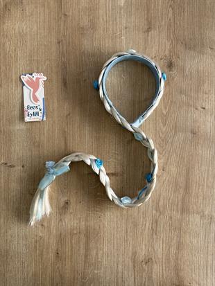 Mavi Örgülü Saç Kız Çocuk Tacı