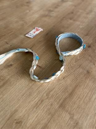 Mavi Örgülü Saç Kız Çocuk Tacı