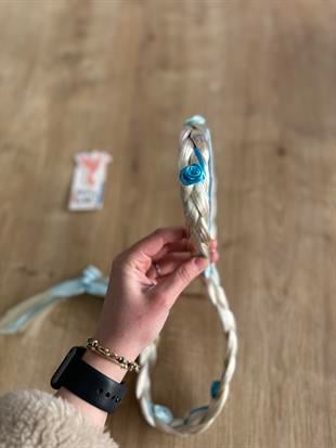 Mavi Örgülü Saç Kız Çocuk Tacı