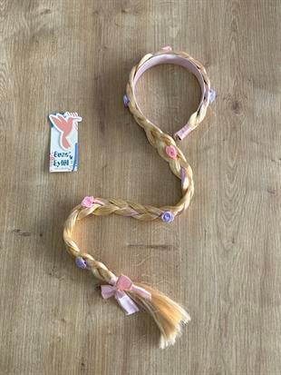 Pembe Örgülü Saç Kız Çocuk Tacı