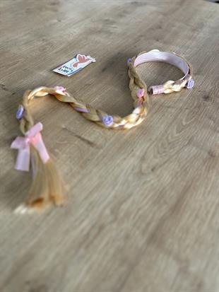 Pembe Örgülü Saç Kız Çocuk Tacı