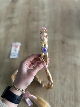 Pembe Örgülü Saç Kız Çocuk Tacı