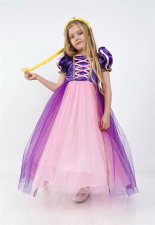 Rapunzel Prenses Kız Çocuk Parti Kostümü Doğum Günü Elbisesi