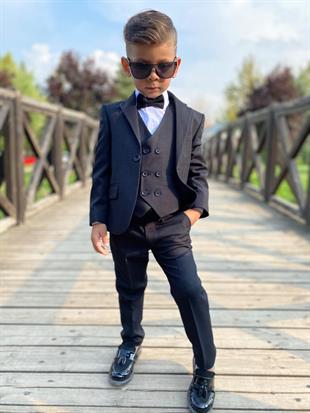 Siyah Beş Parça Erkek Çocuk Takım Elbise