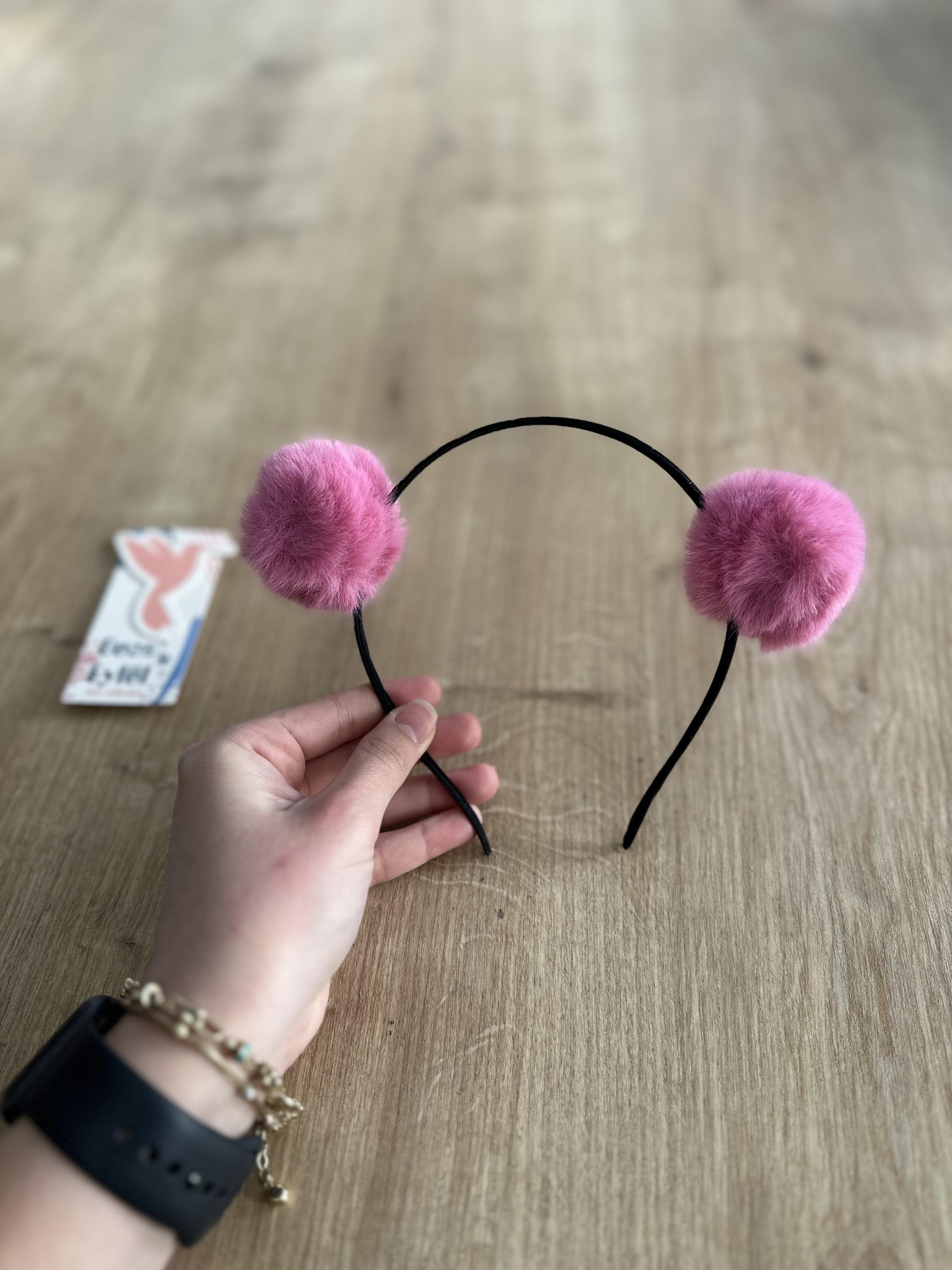 Fuşya Ponpon Kız Çocuk Tacı