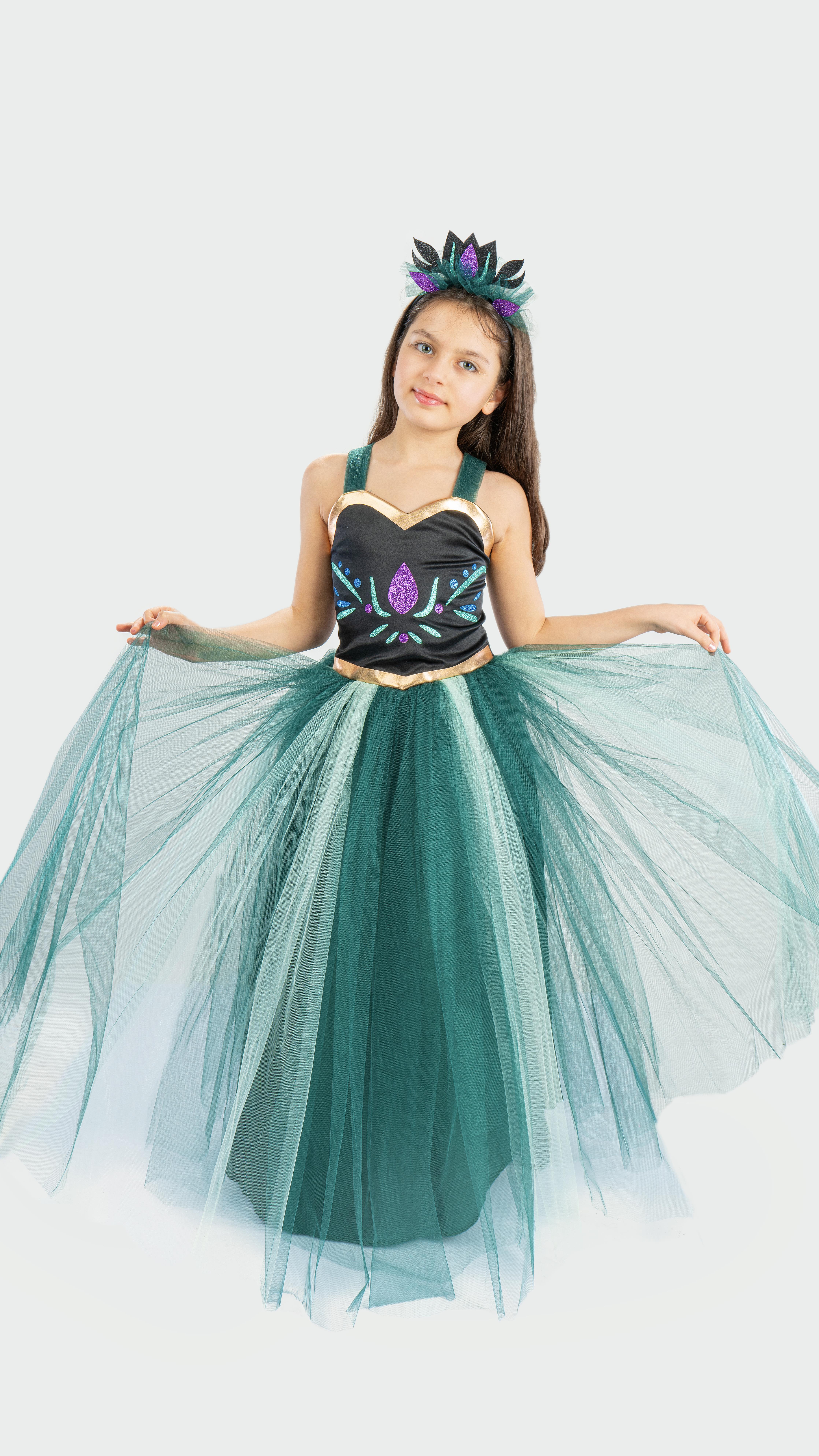 Karlar Kraliçesi Karakteri Anna Kız Çocuk Doğum Günü Parti Konsepti Elbisesi