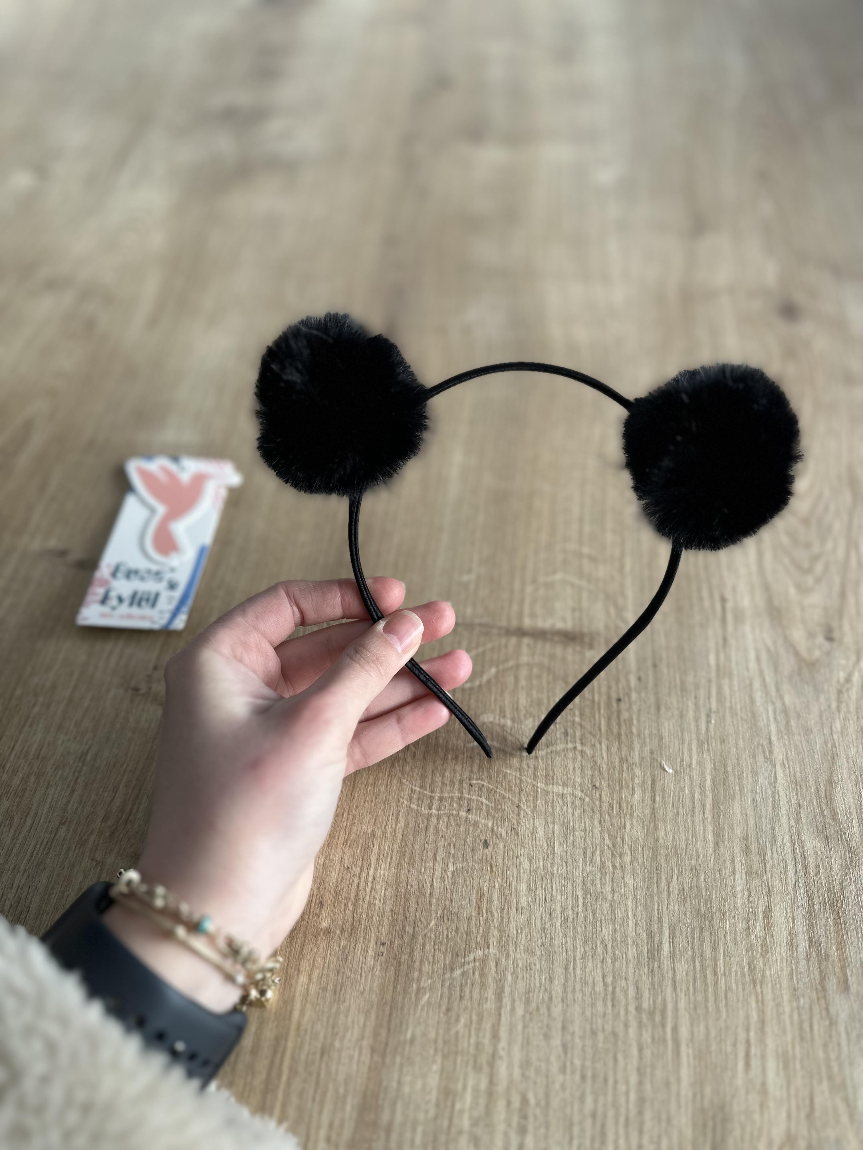 Siyah Ponpon Kız Çocuk Tacı