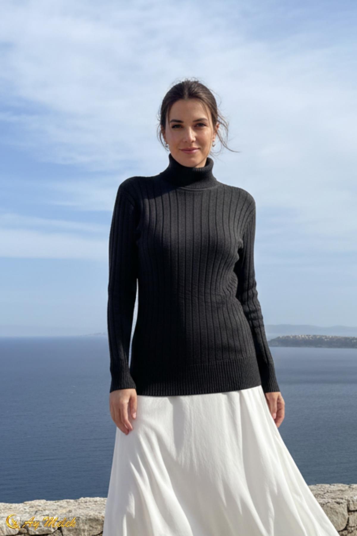  Triko Balıkçı Yaka Kısa Basic Kazak