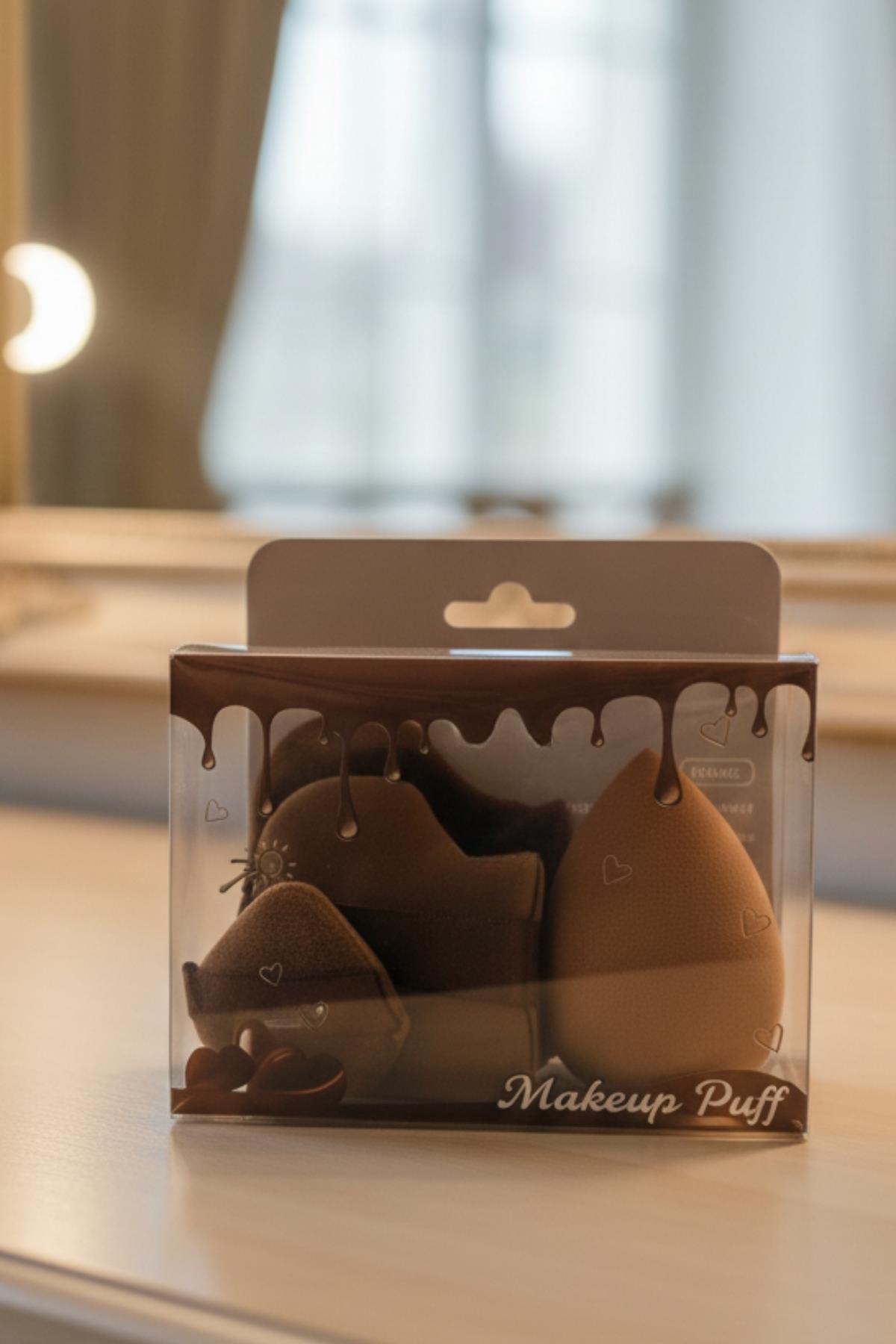 Kadın 4`lü Makyaj ve Pudra Süngeri Fondöten ve Kapatıcı Pudra Yumuşak Sünger