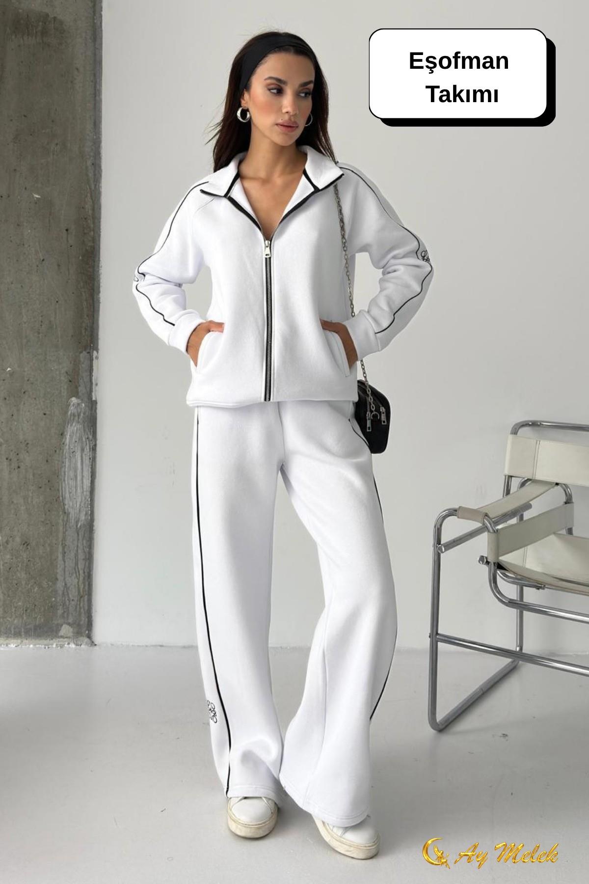 Kadın Eşofman Takımı Mevsimlik (3 İplik) Fermuarlı Kışlık Alt-Üst Takım