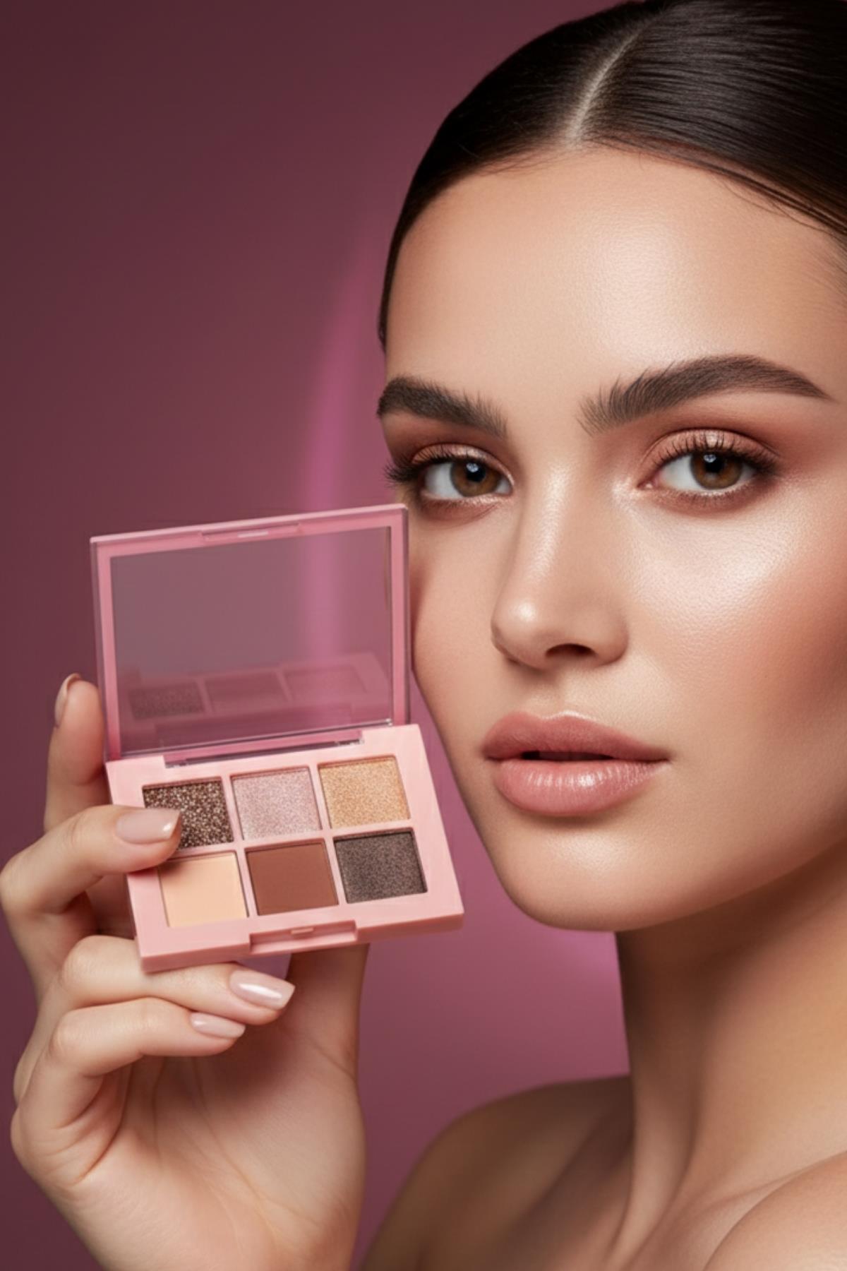 Kadın Kozmetik 6`lı Simli Soft Renkli Göz Far Paleti