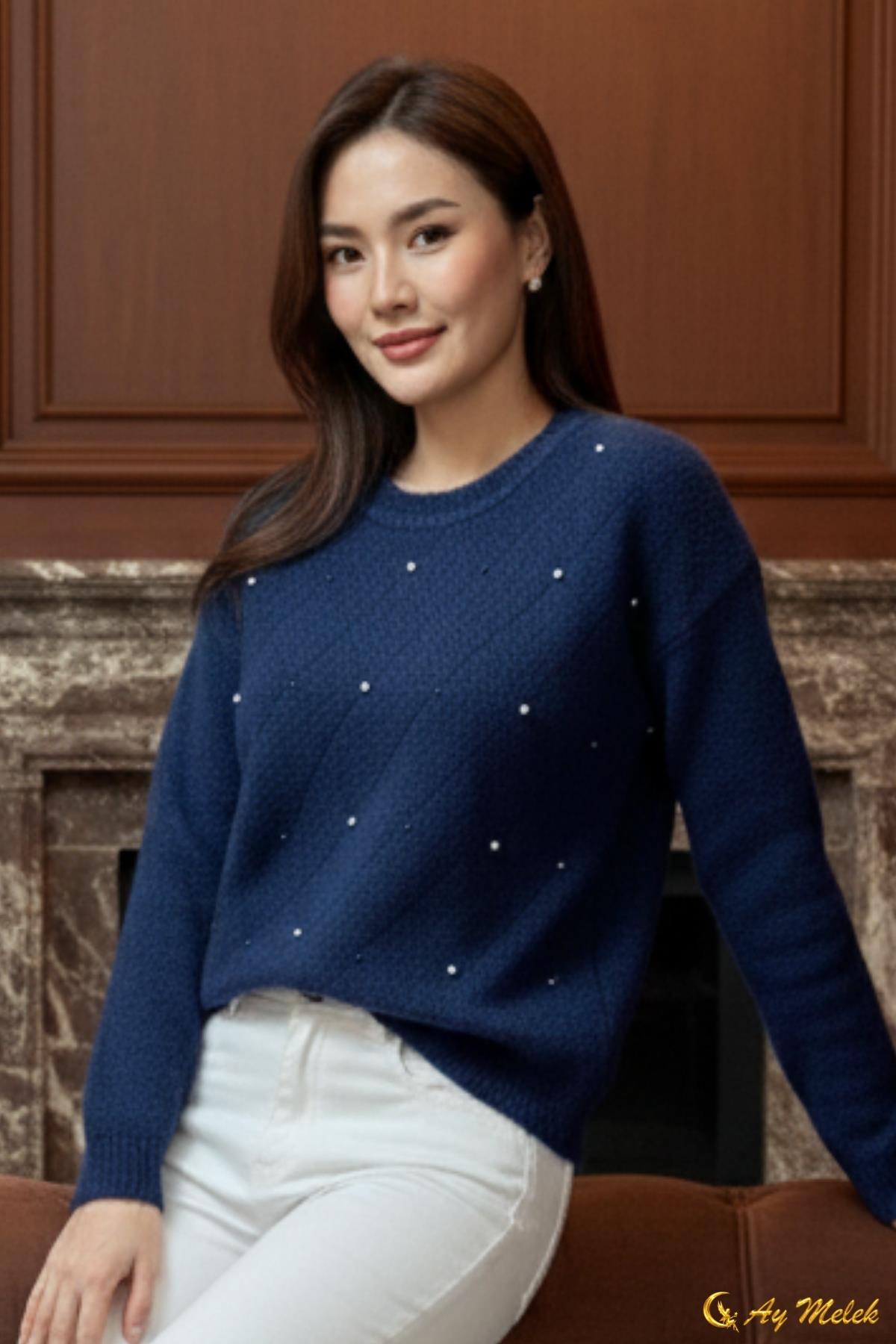 Kadın Triko Kazak Angora Yumuşak Dokulu Kısa Kazak