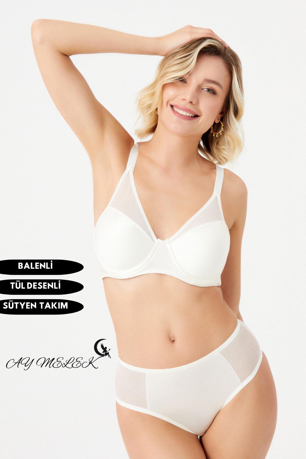 Sütyen Takım Askılarında Tül Detaylı Balenli C-Cap