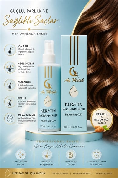  Kadın Keratin Saç Bakım Sütü (Durulanmayan Sprey, Onarıcı,Isı Korumalı) Tüm Saç Tipleri