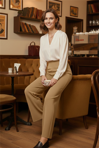  Kadın Triko Dokuma Bol Kesim Geniş Paça Pantolon