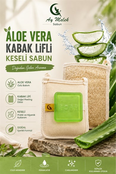 Doğal Kabak Lifli Aloe Vera Sabun Seti Doğal Kabak Lifi Banyo Kesesi - Kabak Lifli Yüz Kesesi