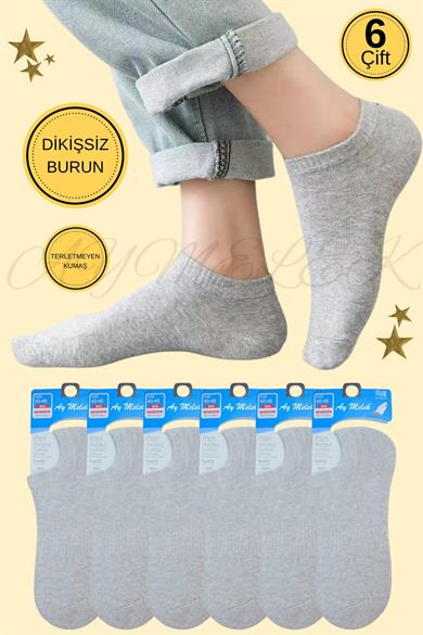 Erkek Kısa Çorap 6 Çift Pamuklu Penye Likralı Sneakers Görünmez Çorap