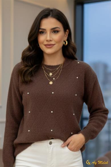 Kadın Triko Kazak Angora Yumuşak Dokulu Kısa Kazak