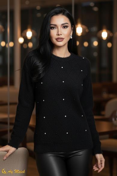 Kadın Triko Kazak Angora Yumuşak Dokulu Kısa Kazak