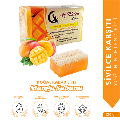 Mango Özlü Doğal Kabak Lifli Güzellik Sabunu Cilt Kırışıklık Önleyici Etkili