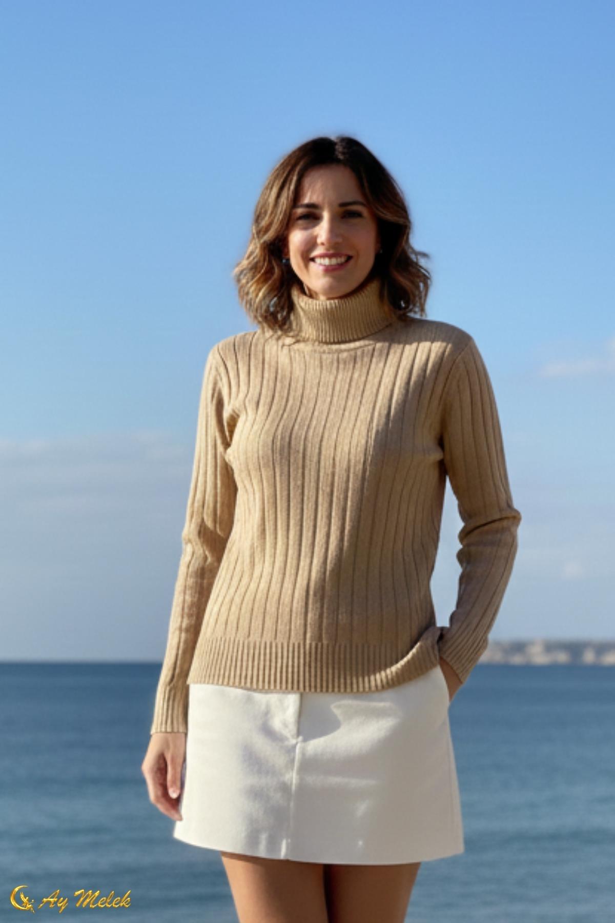  Triko Balıkçı Yaka Kısa Basic Kazak