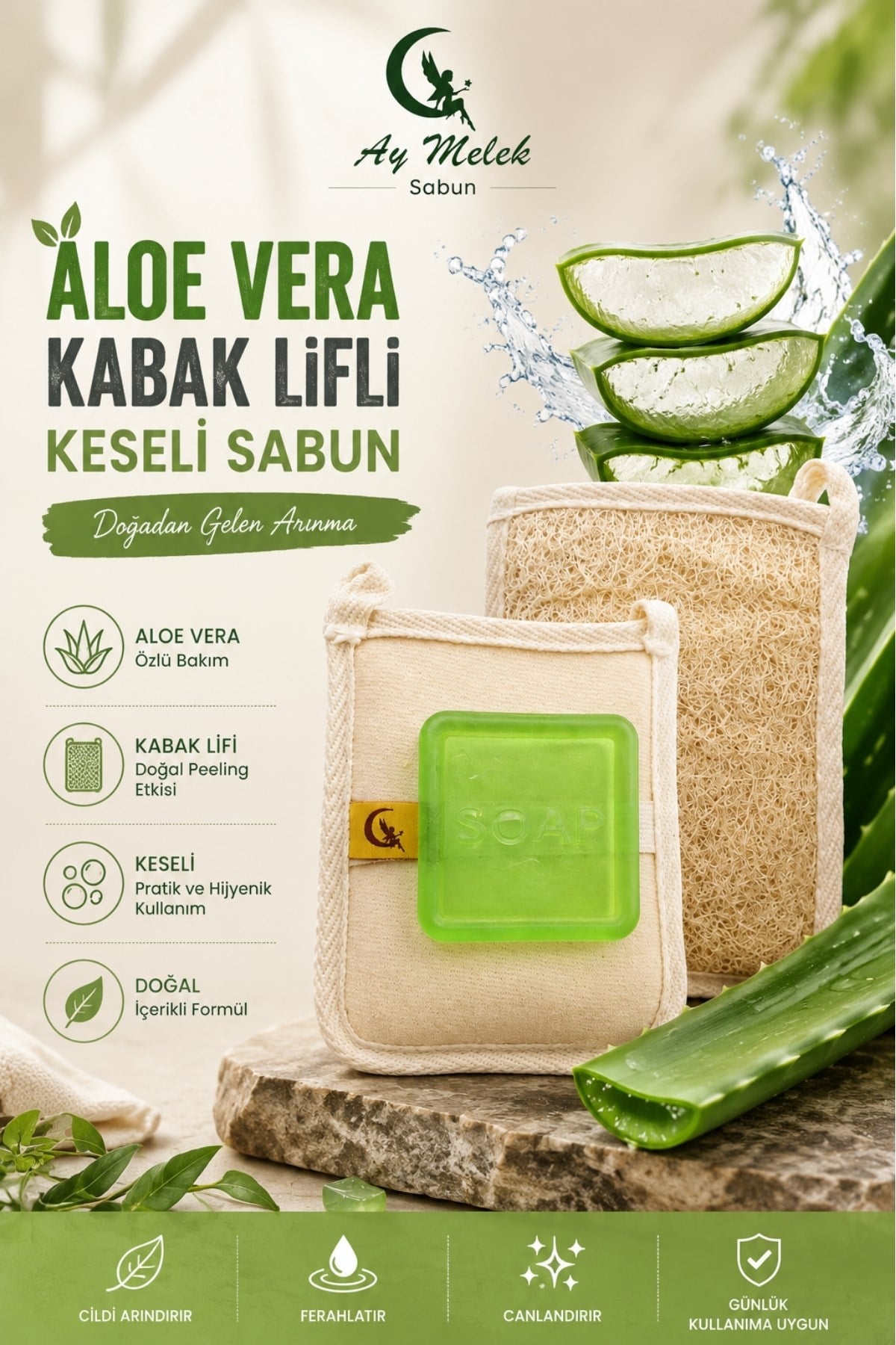 Doğal Kabak Lifli Aloe Vera Sabun Seti Doğal Kabak Lifi Banyo Kesesi - Kabak Lifli Yüz Kesesi