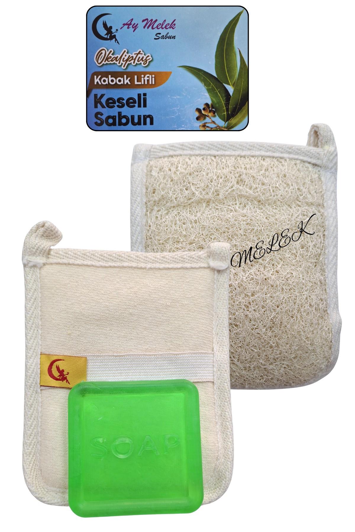 Doğal Kabak Lifli Okaliptüs Özlü Sabun Seti Doğal Kabak Lifi Banyo Kesesi - Kabak Lifli Yüz Kesesi