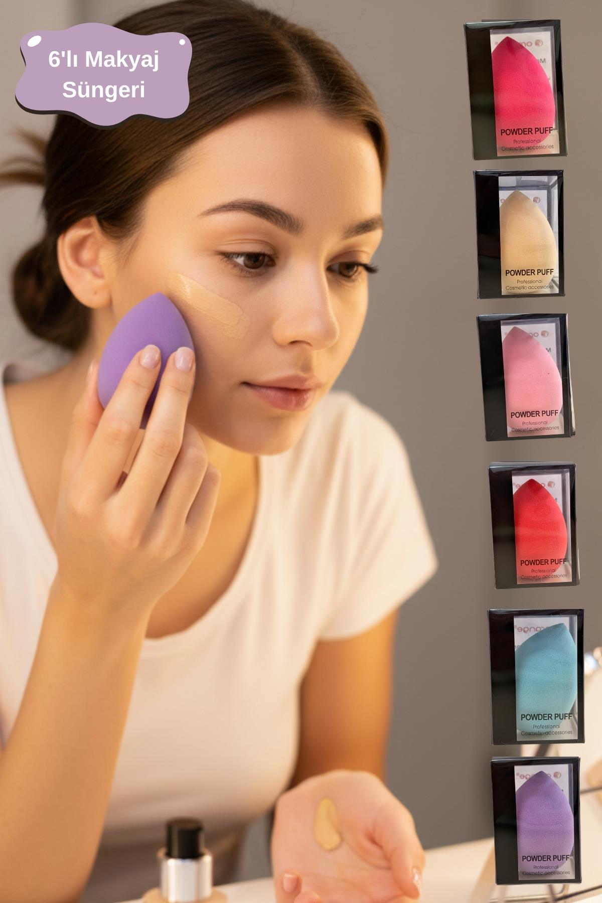Kadın 6`lı Makyaj Süngeri Fondöten ve Kapatıcı Yumuşak Sünger