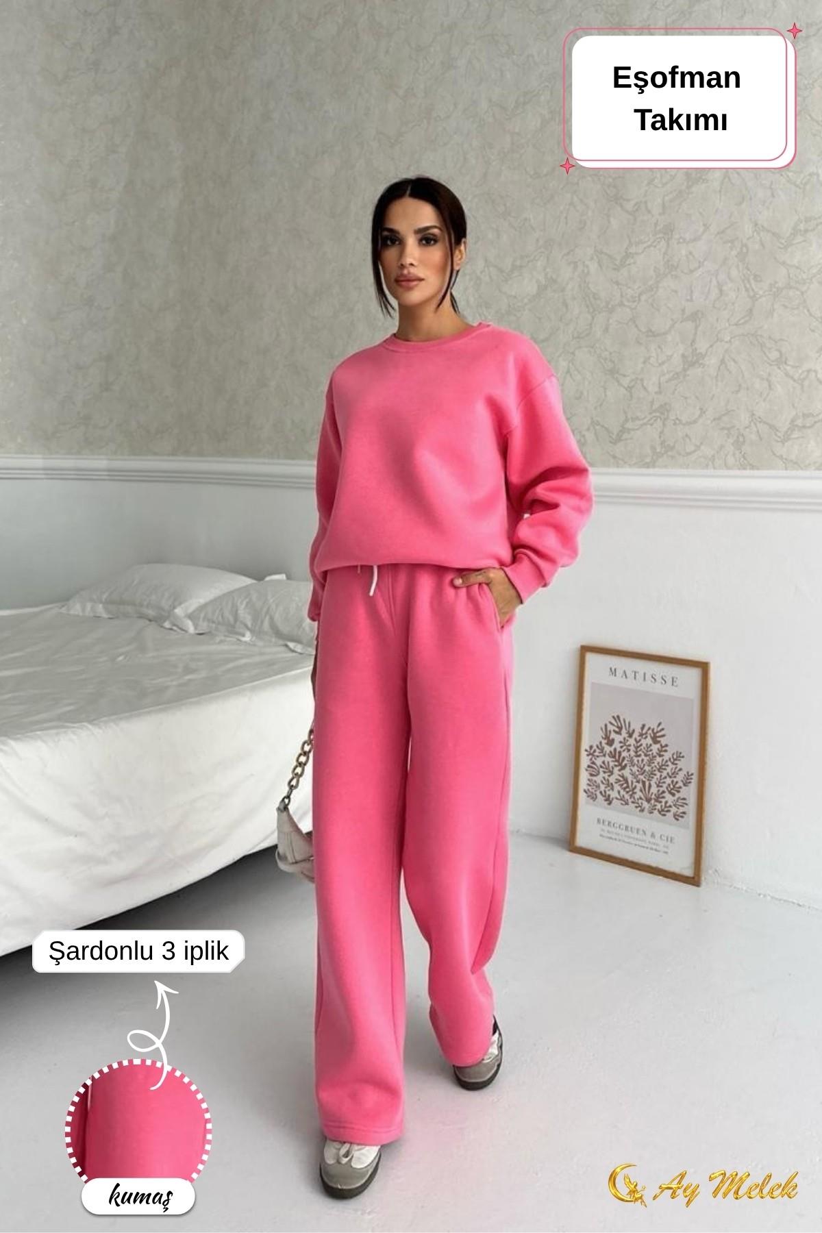 Kadın Eşofman Takımı Mevsimlik Alt-Üst (3 İplik) Kışlık Şardonlu Takım