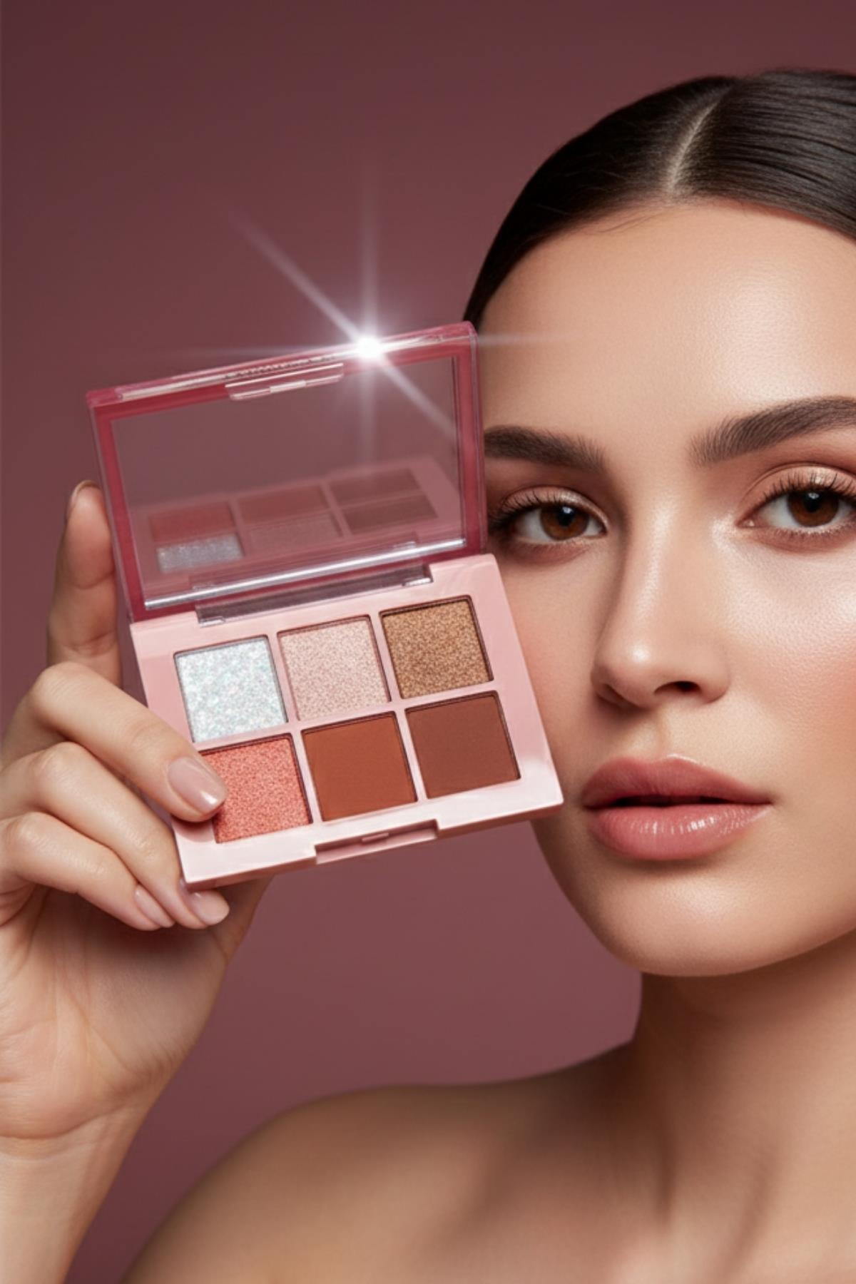 Kadın Kozmetik 6`lı Simli Soft Renkli Göz Far Paleti