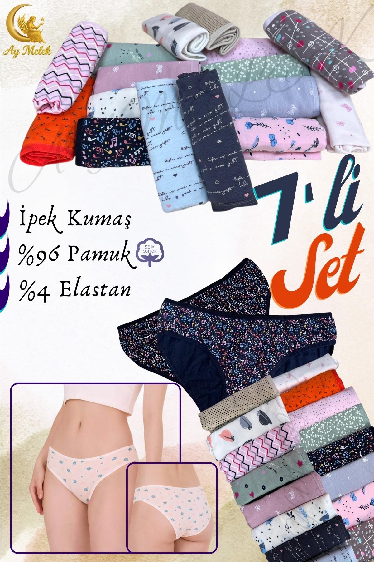 Kadın Külot / Kilot (7 Adet) Karma Renk Esnek Pamuklu Çamaşır