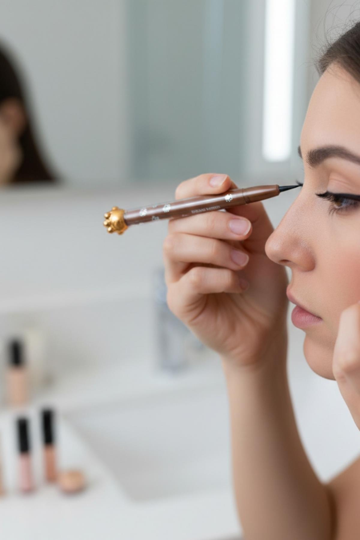 Kadın Siyah Akmayan Suya Dayanıklı Mat Pati Desenli Eyeliner
