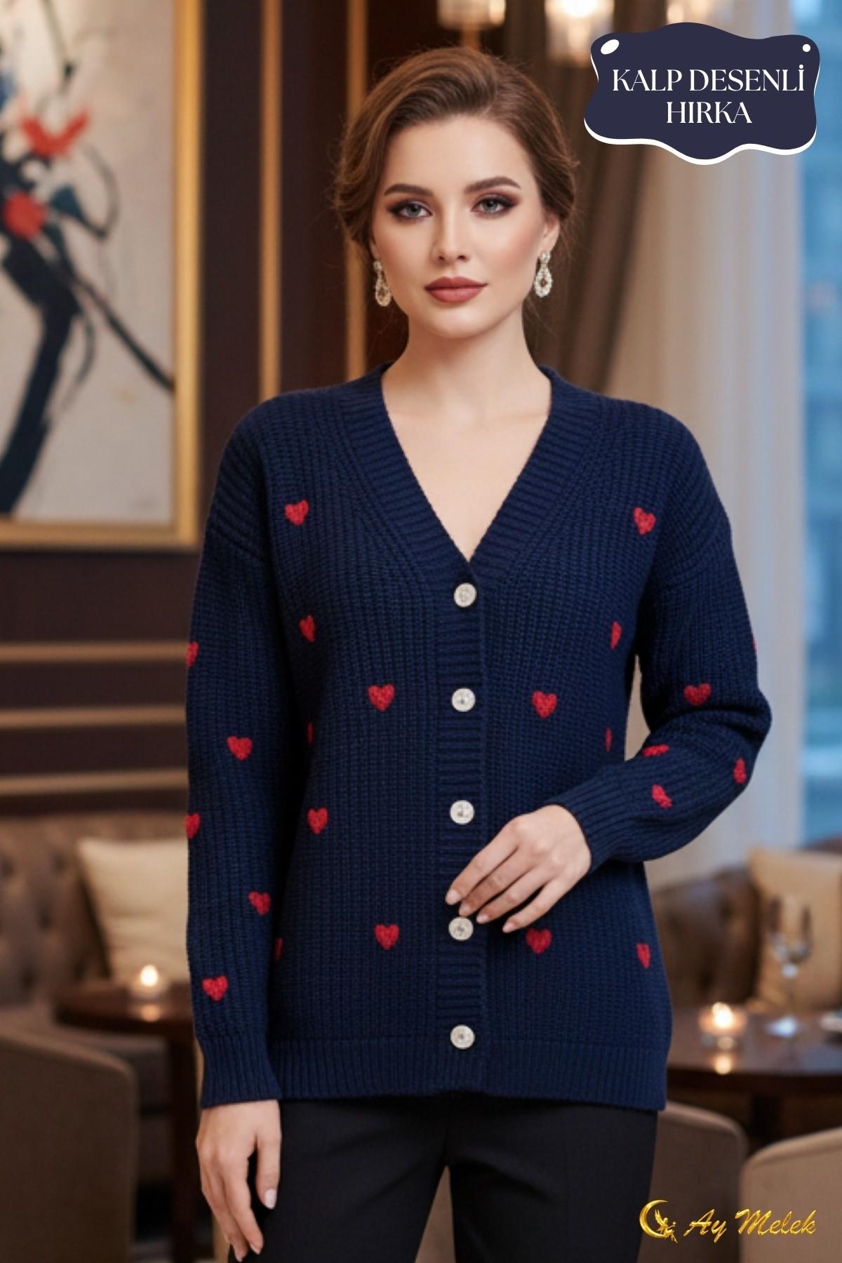 Kadın Triko Hırka V Yaka Kısa Dokulu Düğmeli Hırka