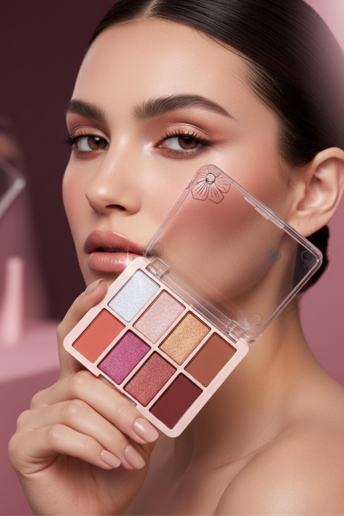 Renkli Sedefli Mat Göz Farı 8'li Far Paleti Yüksek Pigmentli