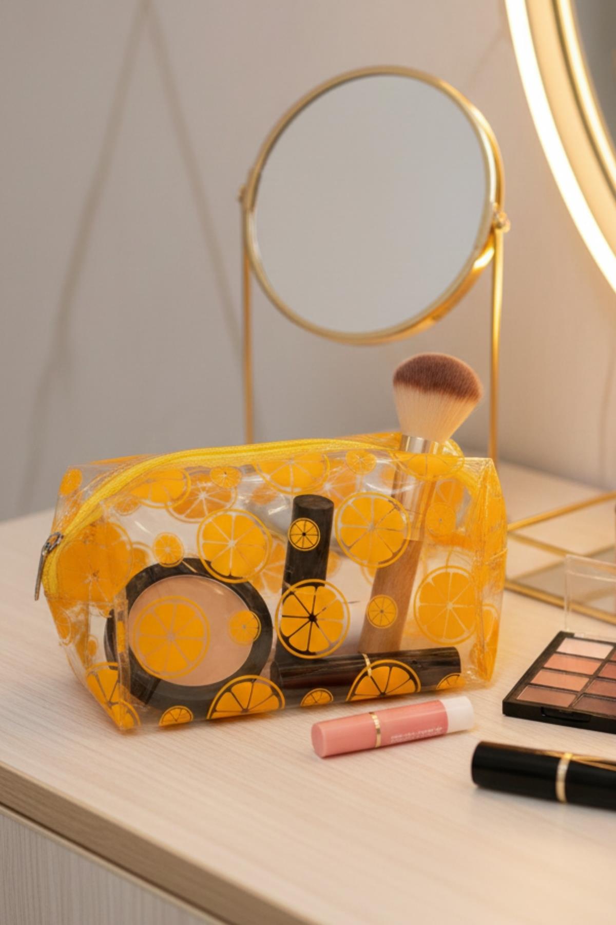 Su Geçirmez Desenli Pvc Makyaj ve Organizer Düzenleyici Seyahat Çantası