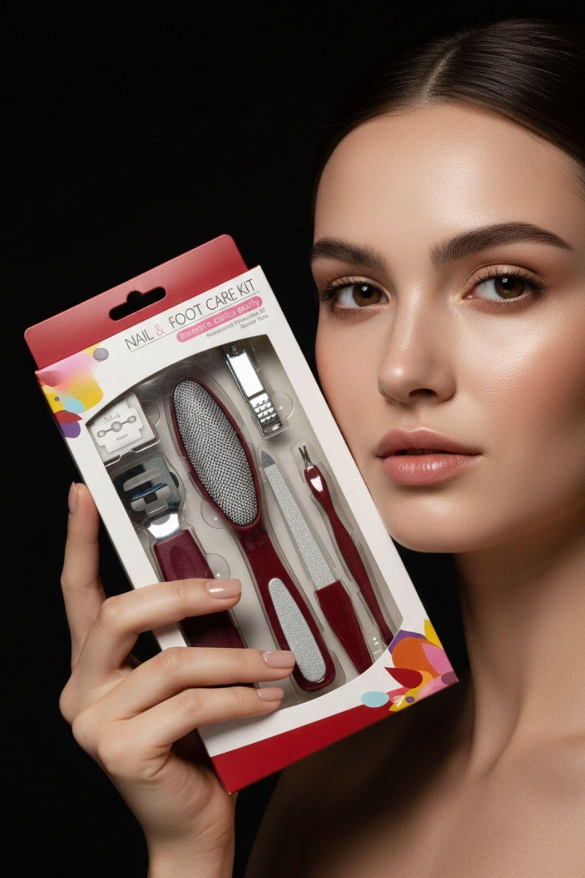 Topuk Rendesi Çift Taraflı Hazneli Ayak Törpüsü Tırnak Makası Seti