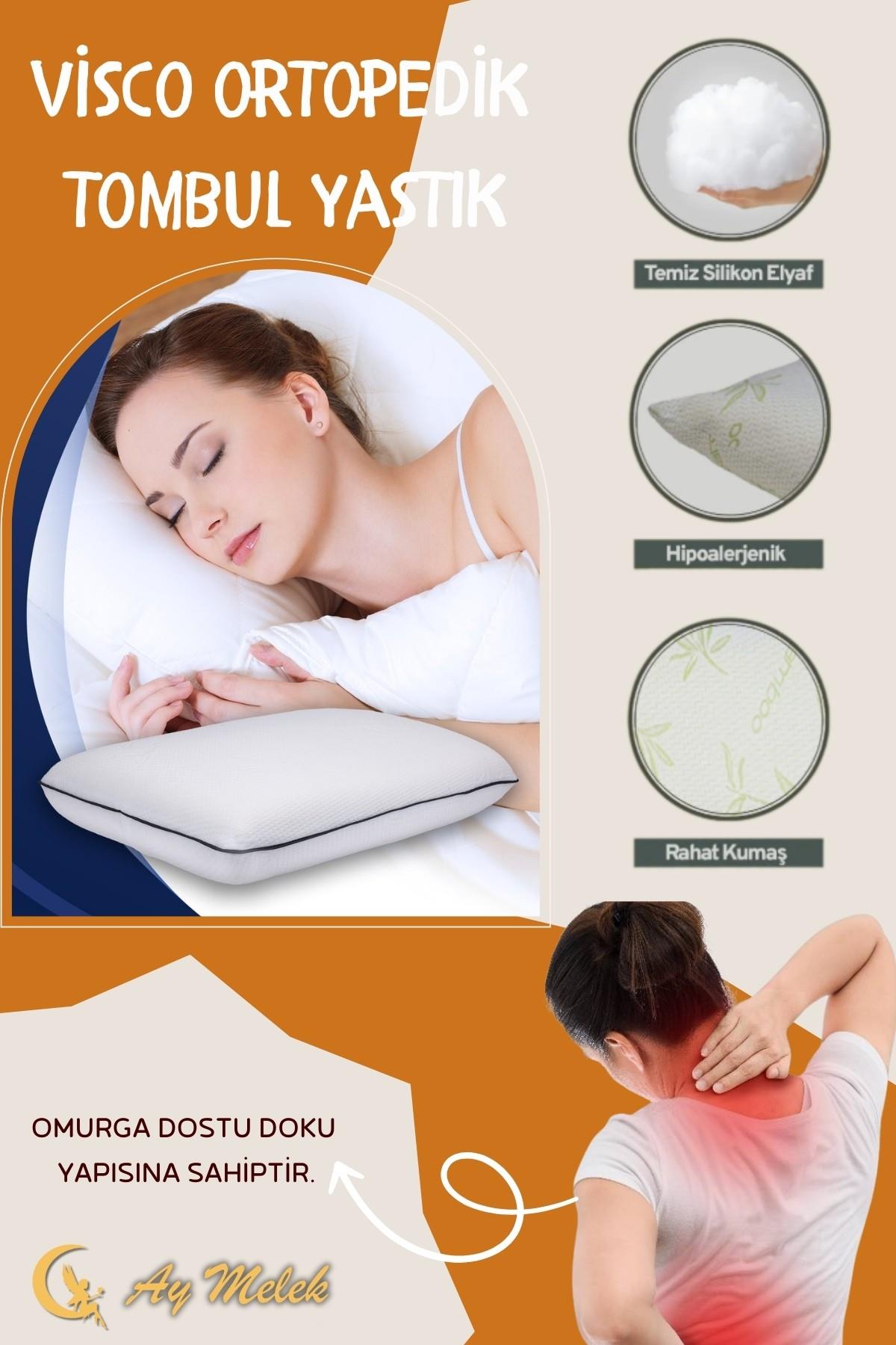 Visco Yastık Ortopedik Elyaf Dolgulu Klimalı Tombul Yastık
